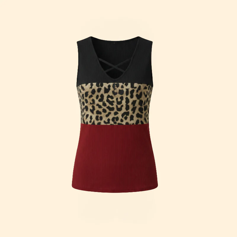 Women’s Sleeveless Top with Leopard Print