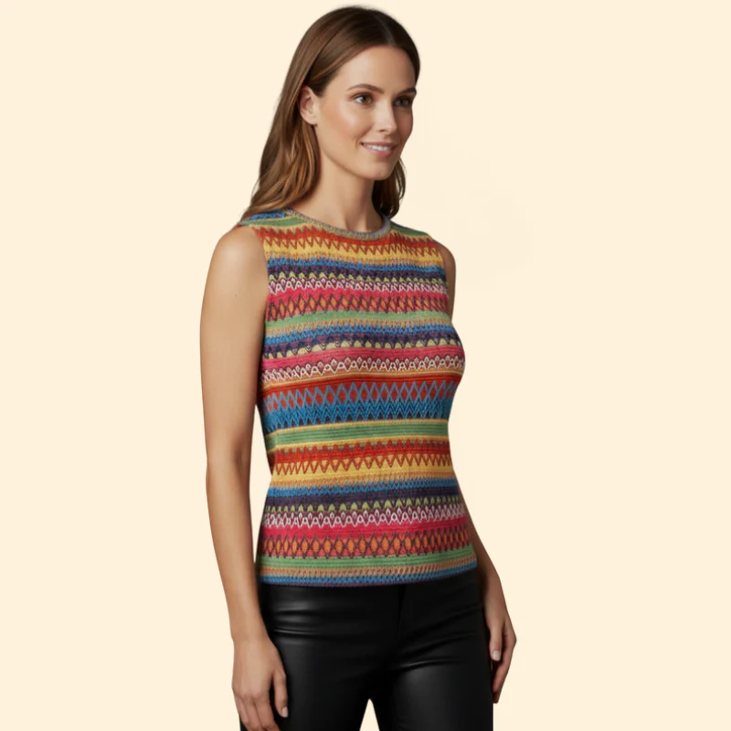 Women’s Tank Top with Geometric Stripe Pattern - Image 3