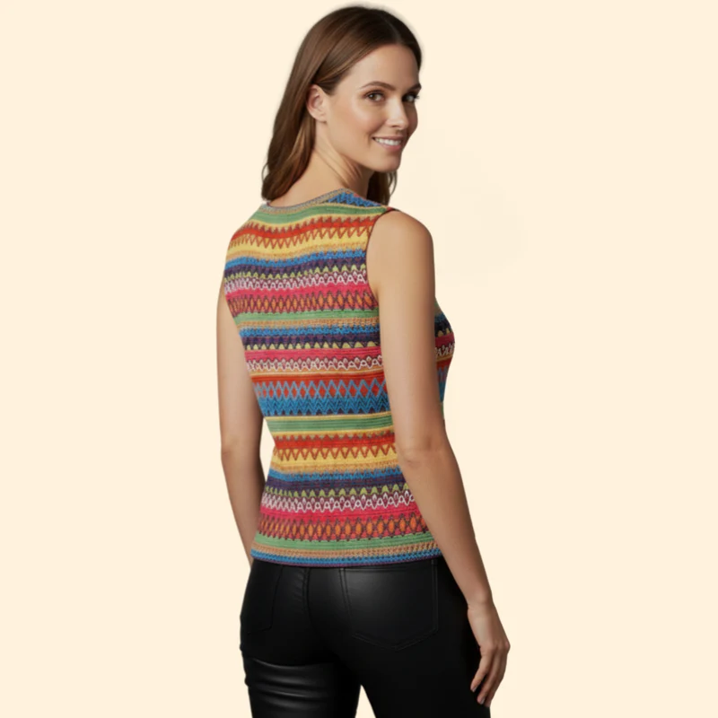 Women’s Tank Top with Geometric Stripe Pattern - Image 4