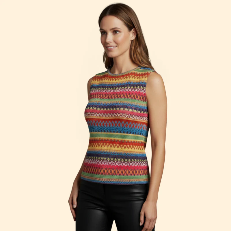 Women’s Tank Top with Geometric Stripe Pattern - Image 5
