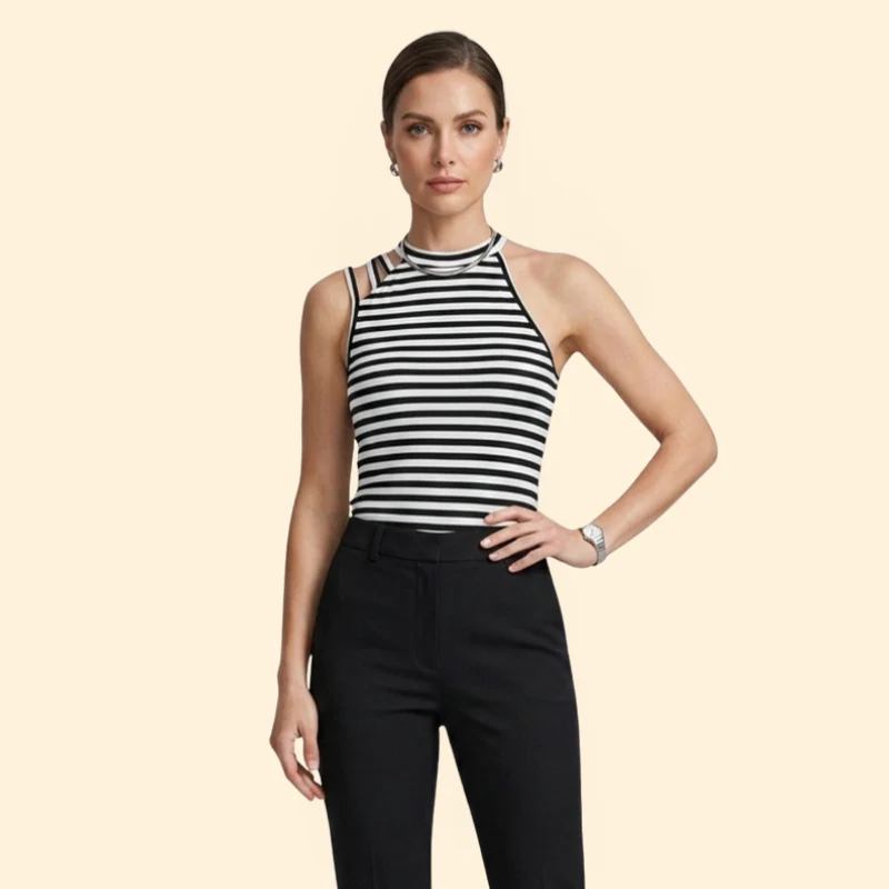 Women’s Tank Top with Horizontal Stripes - Image 2