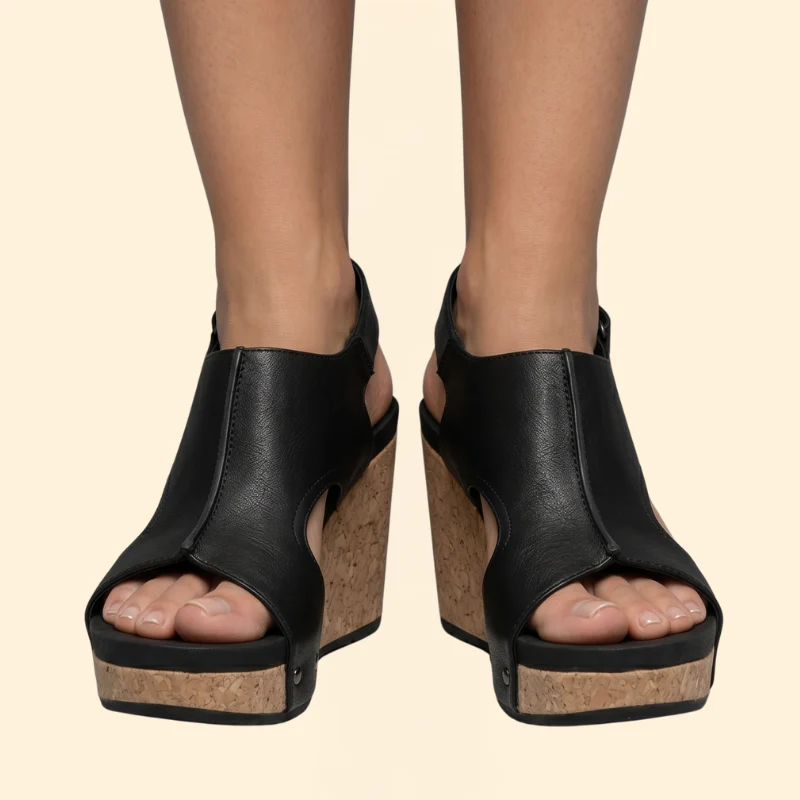Women’s Wedge Sandals with Cork Heel - Image 3