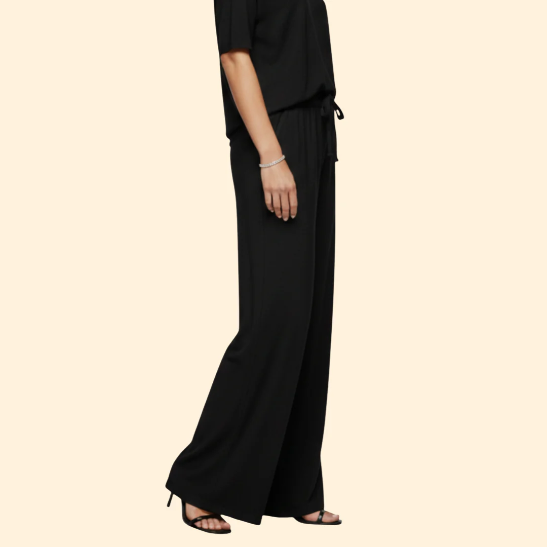 Women’s Wide-Leg Pants with Hem Ties - Image 3
