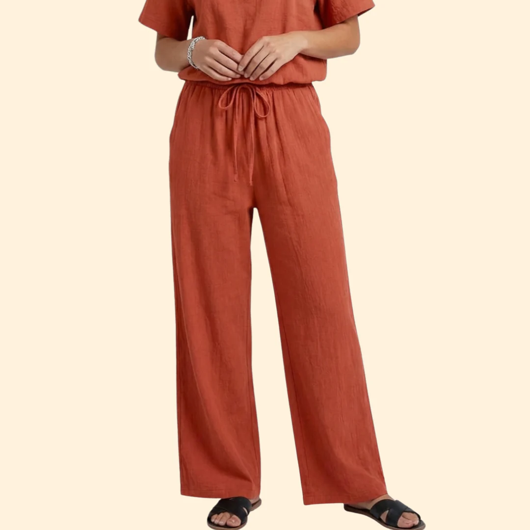 Women’s Wide-Leg Pants with Hem Ties - Image 5
