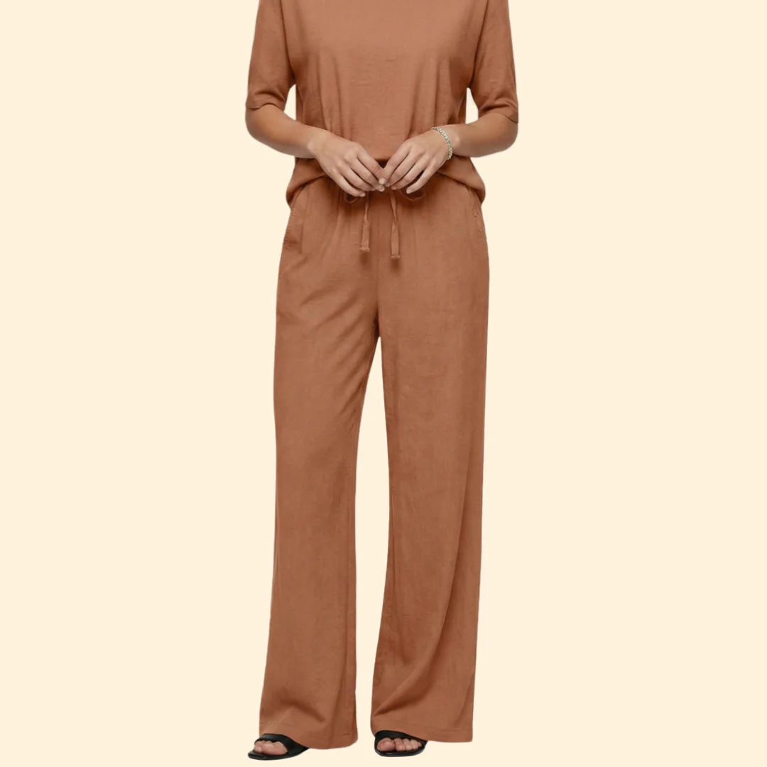 Women’s Wide-Leg Pants with Hem Ties - Image 6