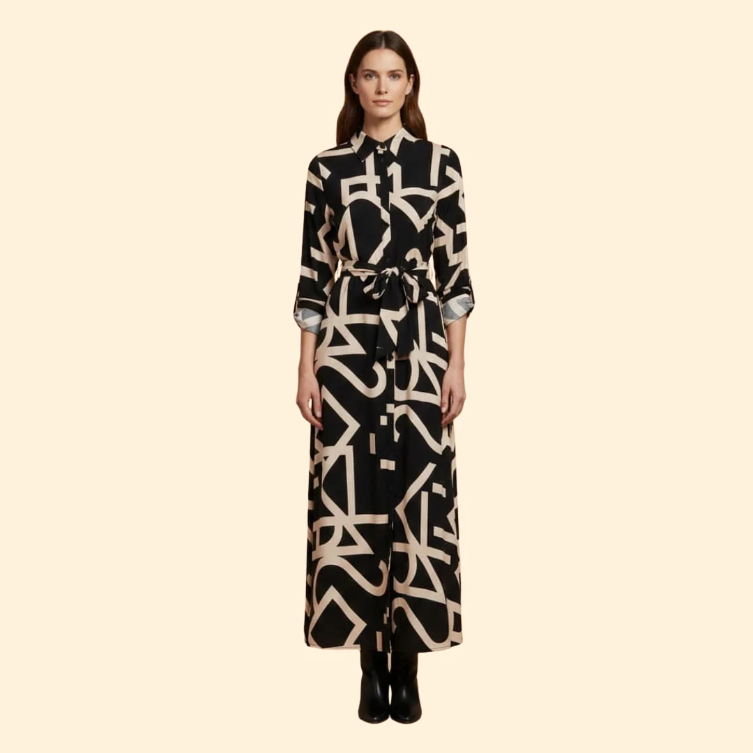 Women's  A-Line Dress with Abstract Print - Image 2