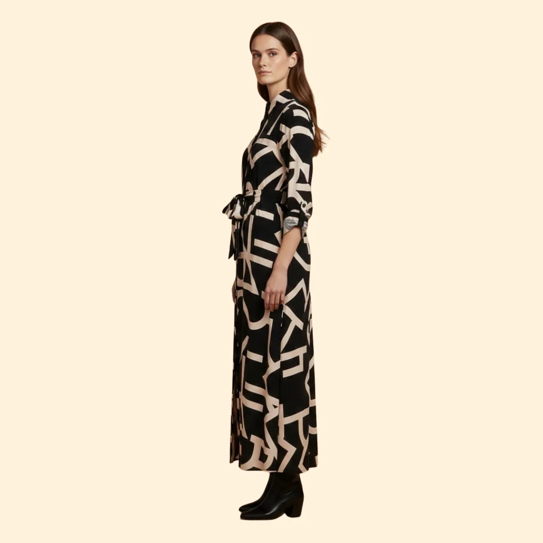 Women's  A-Line Dress with Abstract Print - Image 5