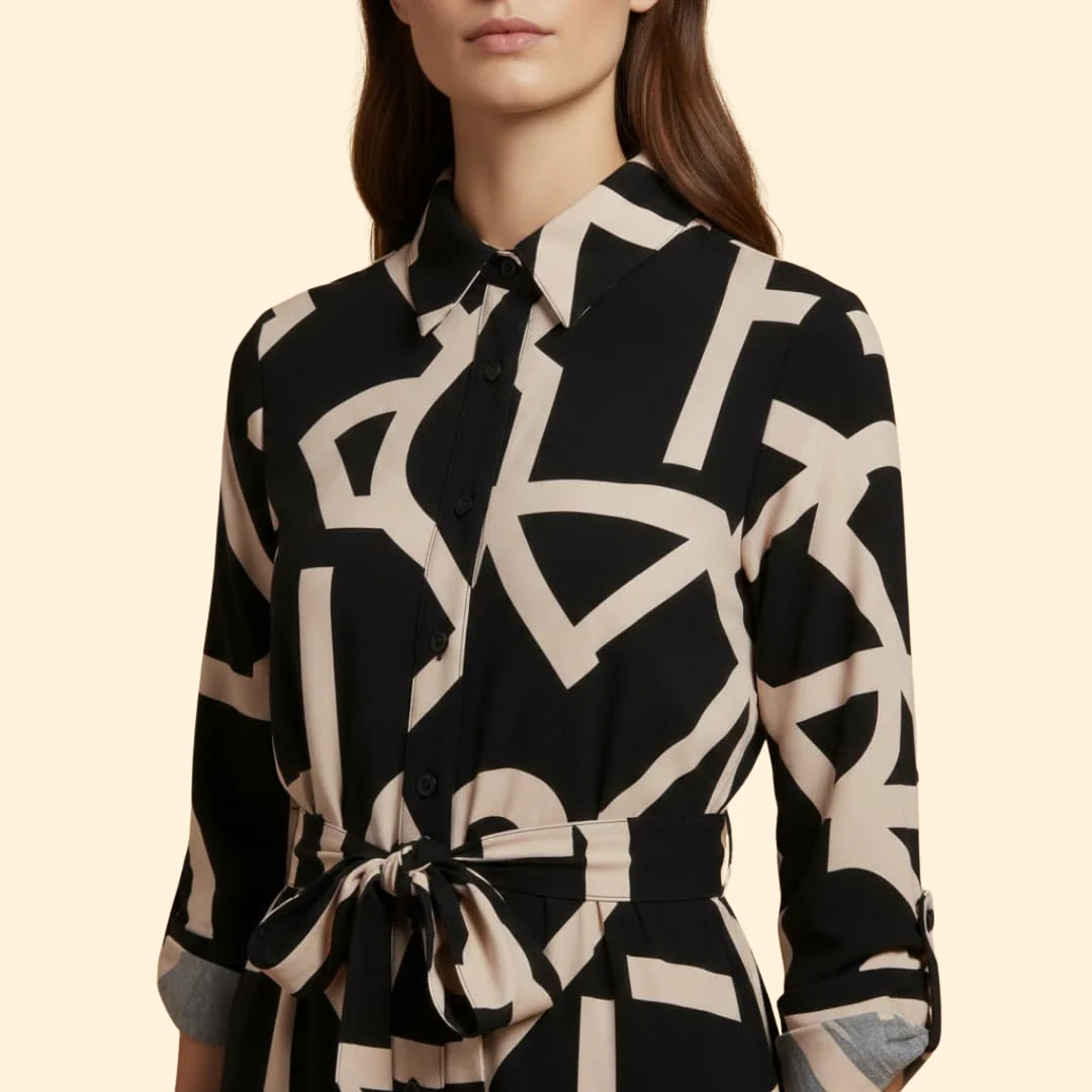 Women's  A-Line Dress with Abstract Print - Image 6