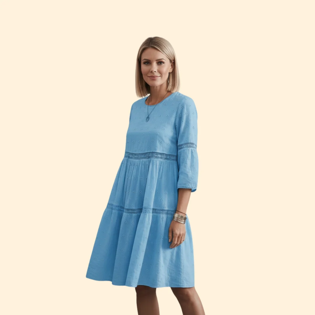 Women’s A-Line Dress with Eyelet Design - Image 4