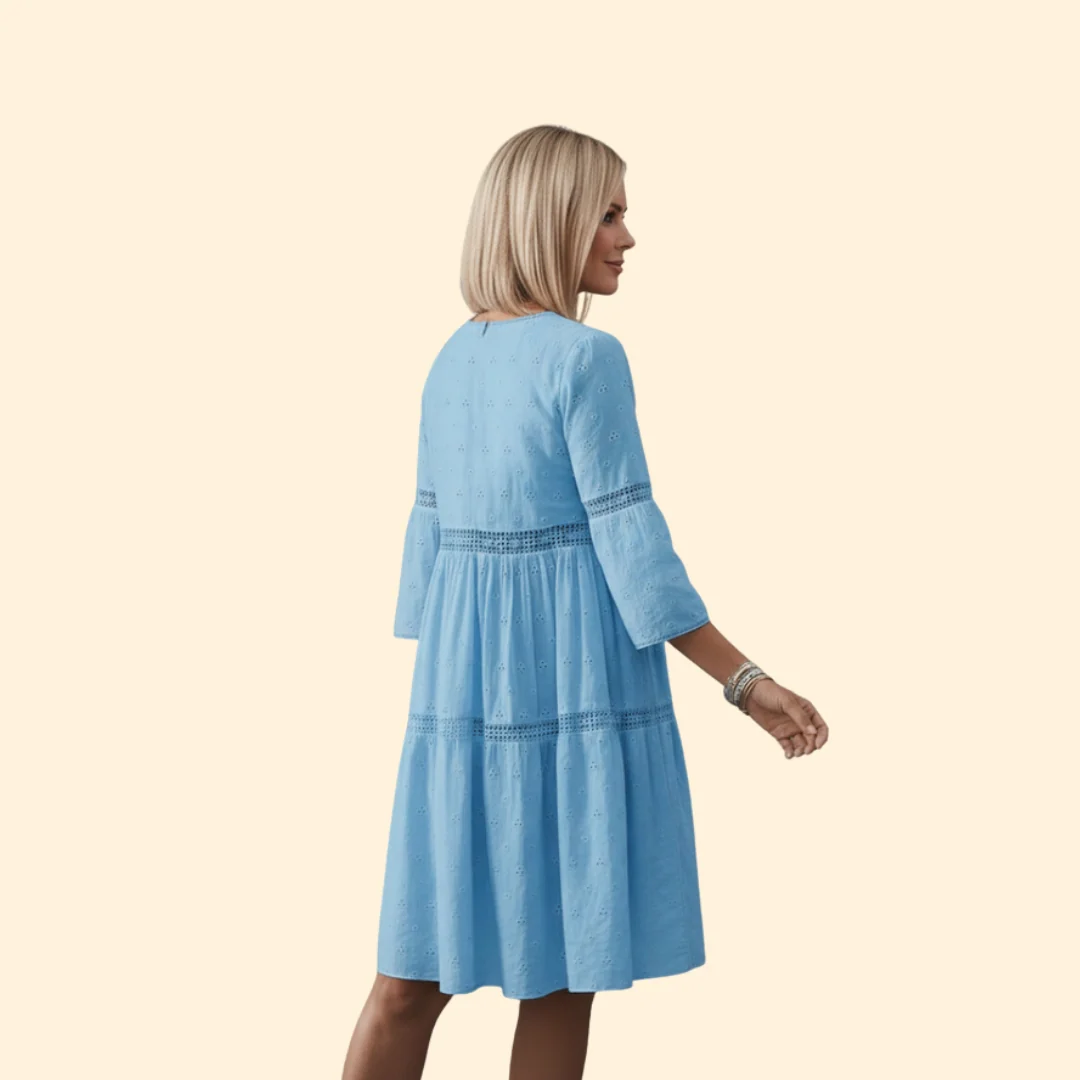 Women’s A-Line Dress with Eyelet Design - Image 5