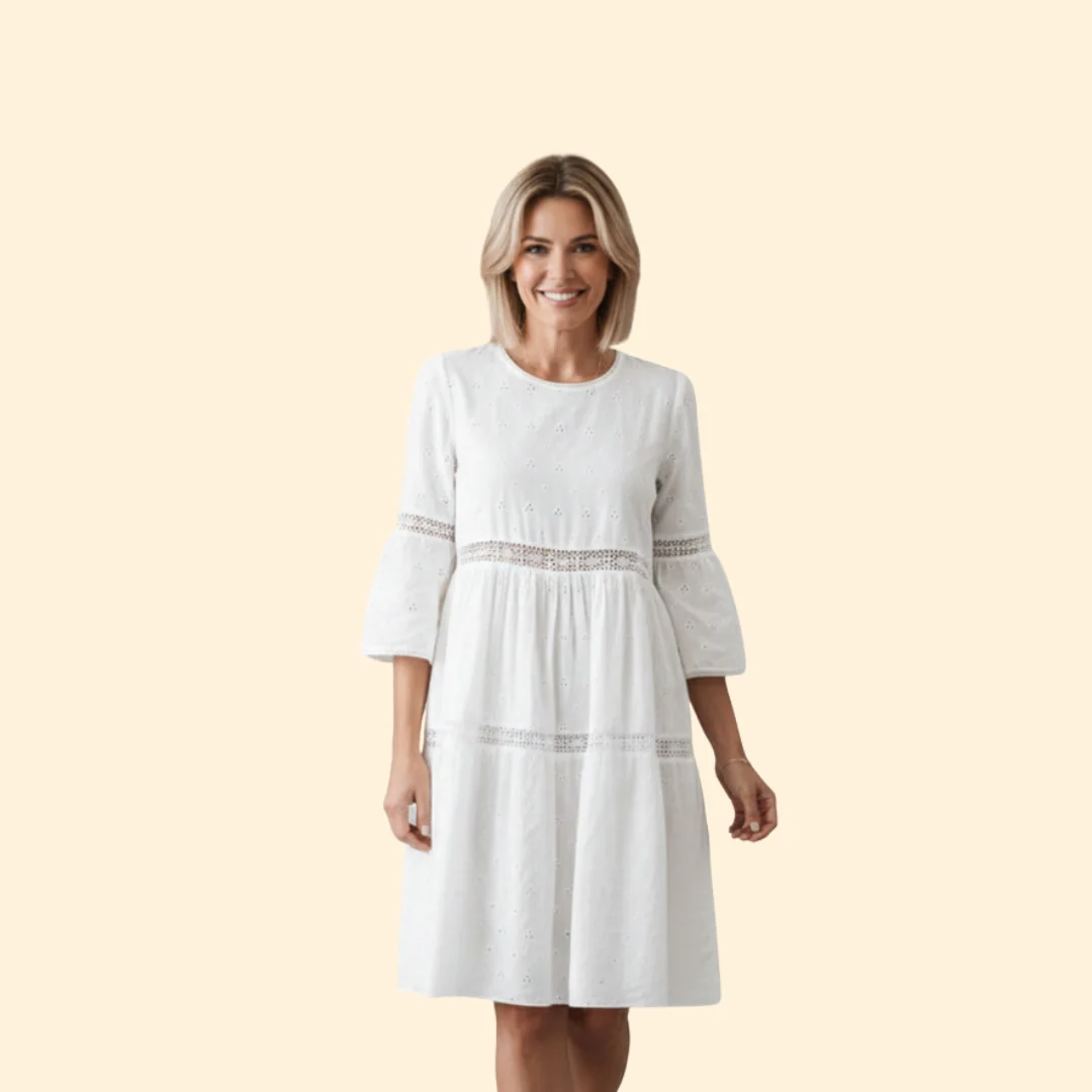 Women’s A-Line Dress with Eyelet Design - Image 6