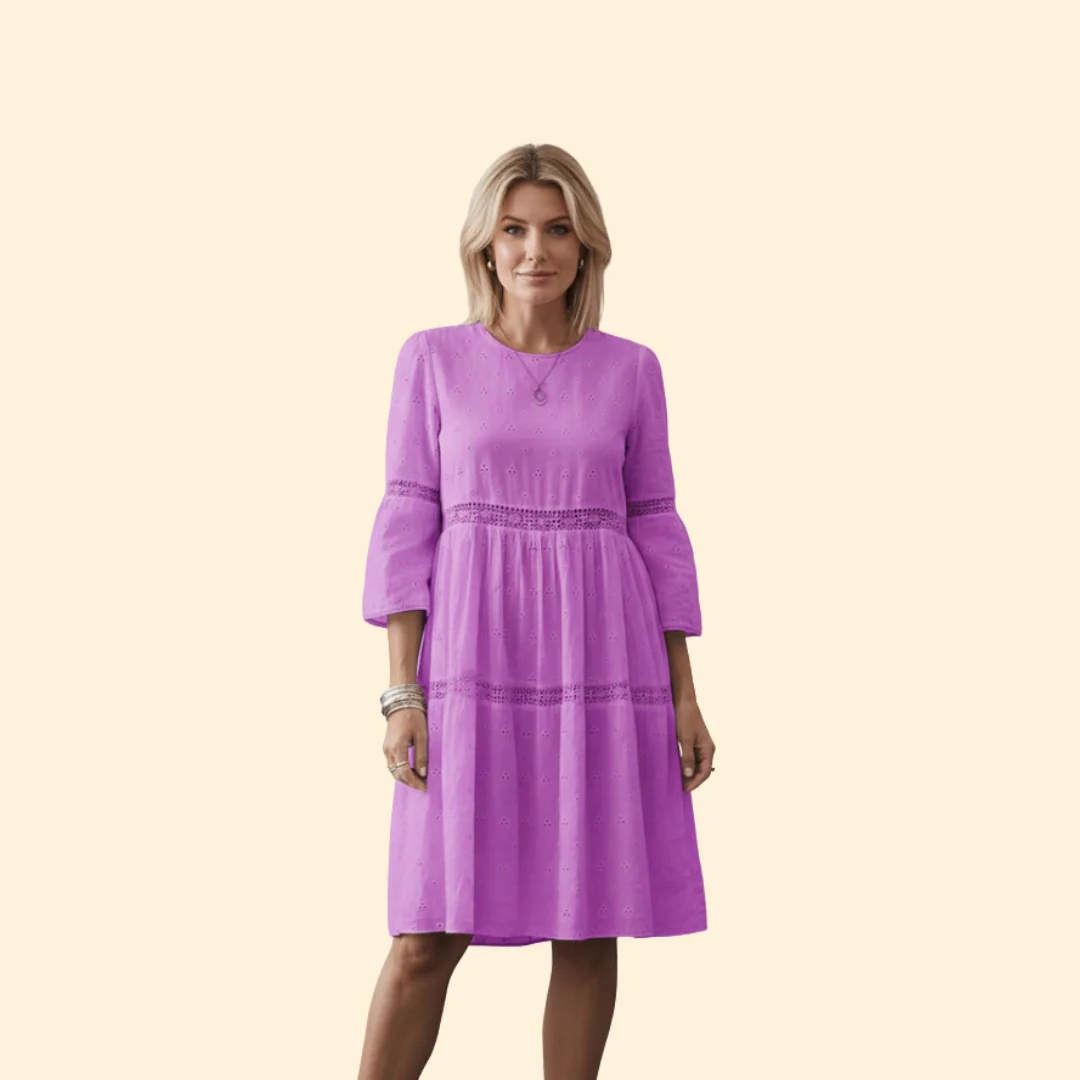 Women’s A-Line Dress with Eyelet Design - Image 7