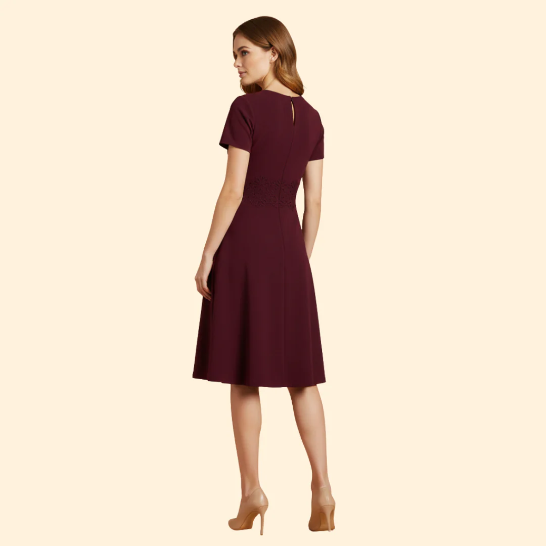 Women's A-Line Dress with Lace Waist Detail - Image 3