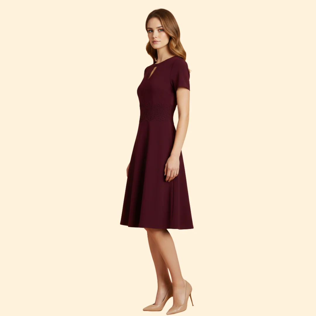 Women's A-Line Dress with Lace Waist Detail - Image 4