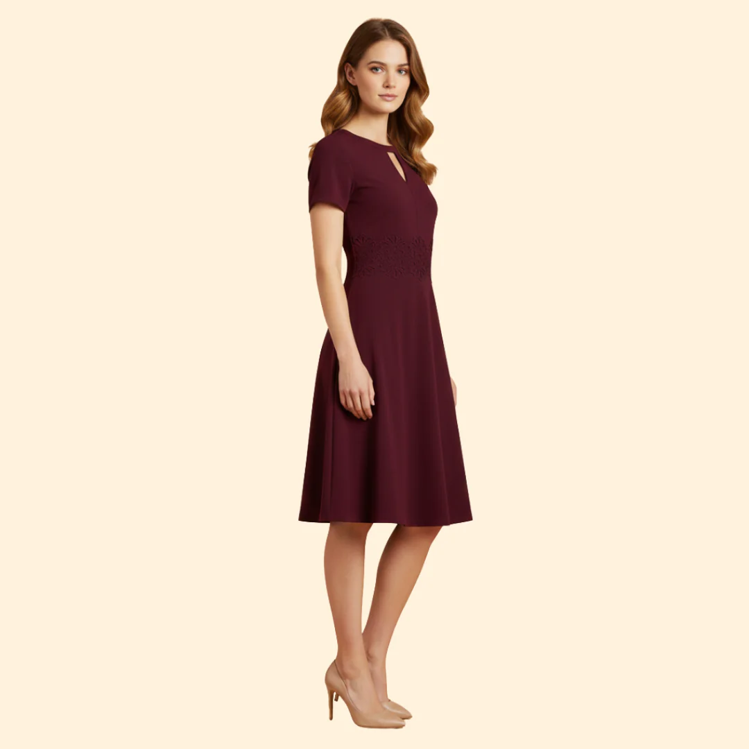 Women's A-Line Dress with Lace Waist Detail - Image 6