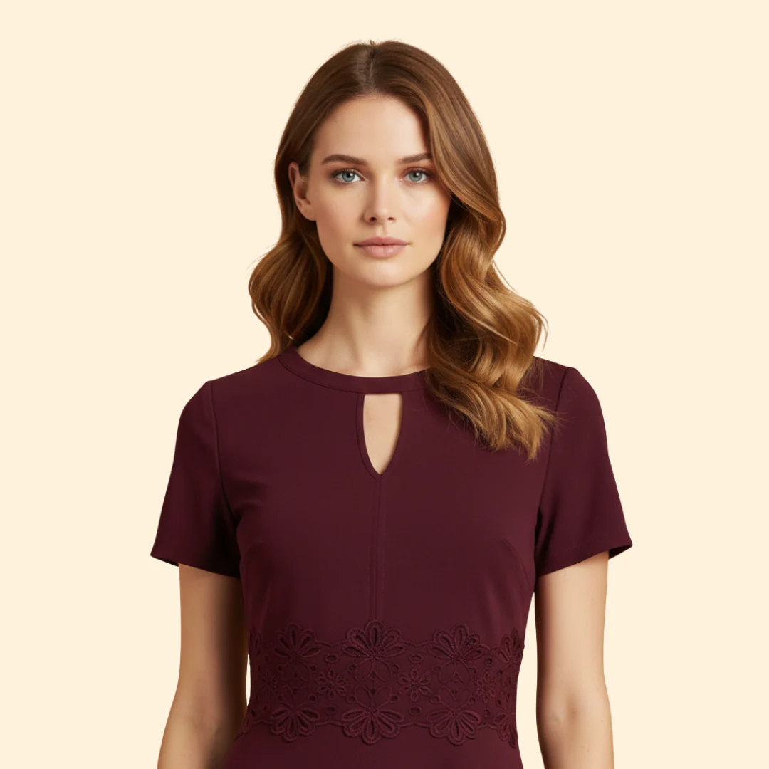Women's A-Line Dress with Lace Waist Detail - Image 7