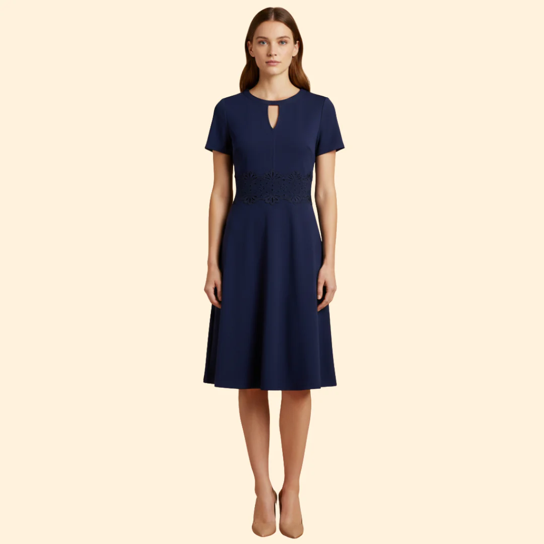 Women's A-Line Dress with Lace Waist Detail - Image 8