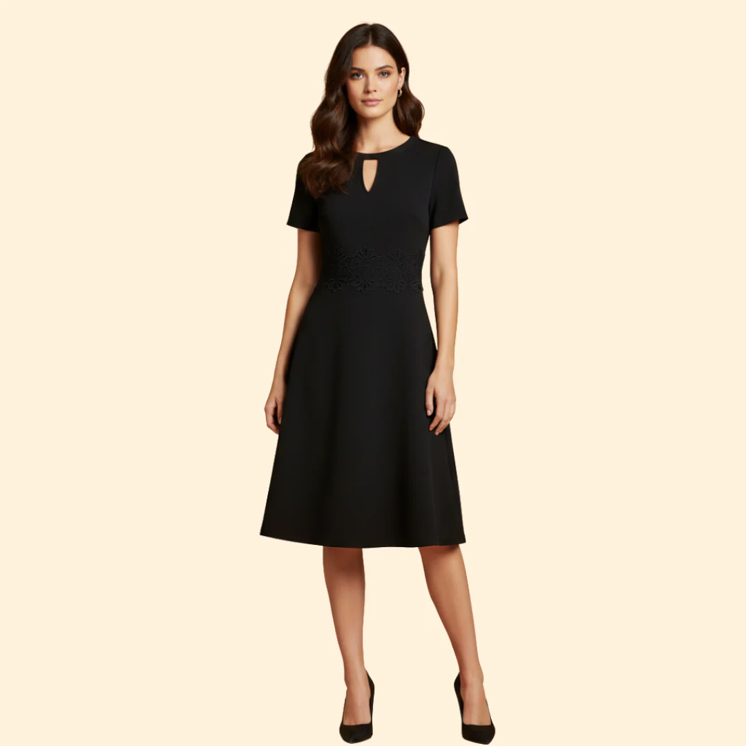 Women's A-Line Dress with Lace Waist Detail - Image 9