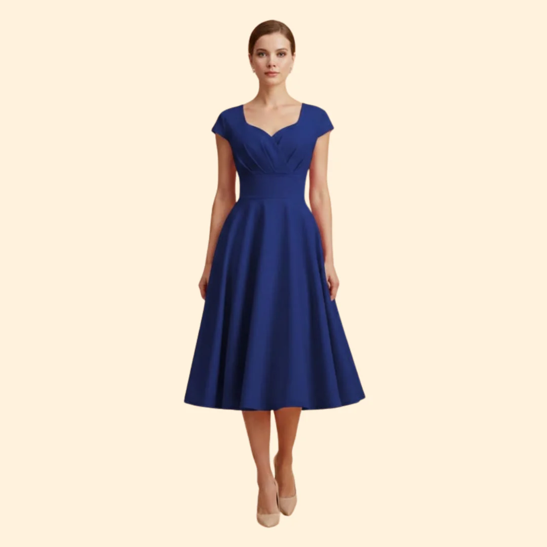 Women's A-Line Dress with Pleated Waist - Image 5