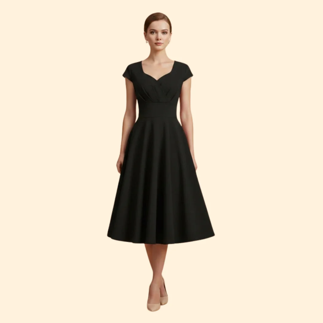 Women's A-Line Dress with Pleated Waist - Image 6