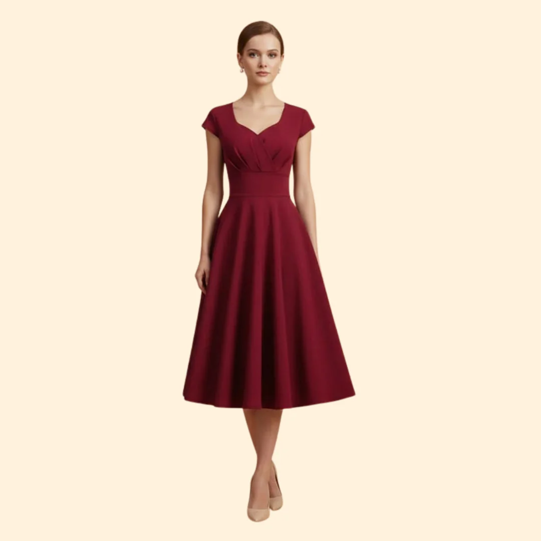 Women's A-Line Dress with Pleated Waist - Image 8