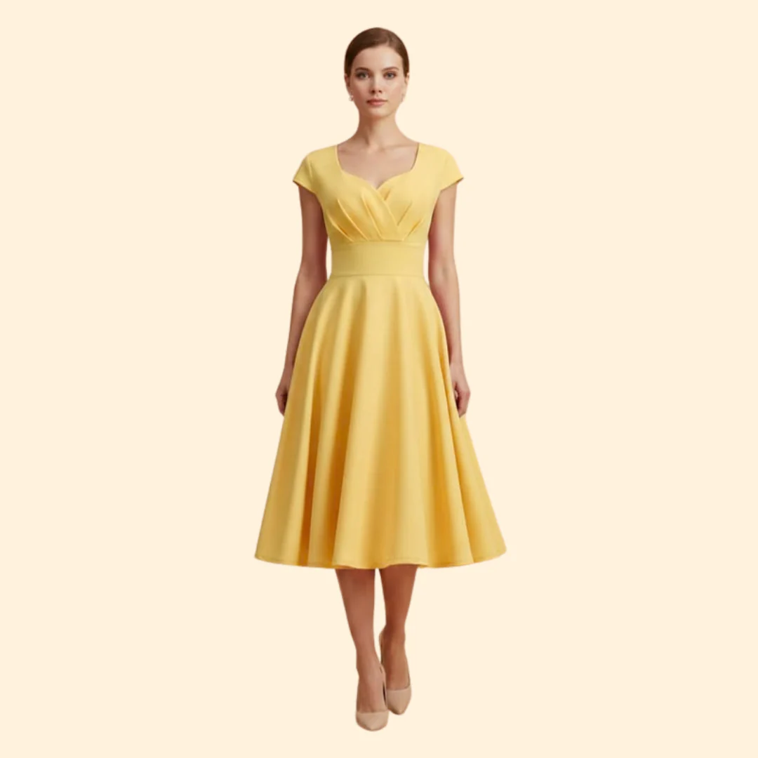 Women's A-Line Dress with Pleated Waist - Image 9