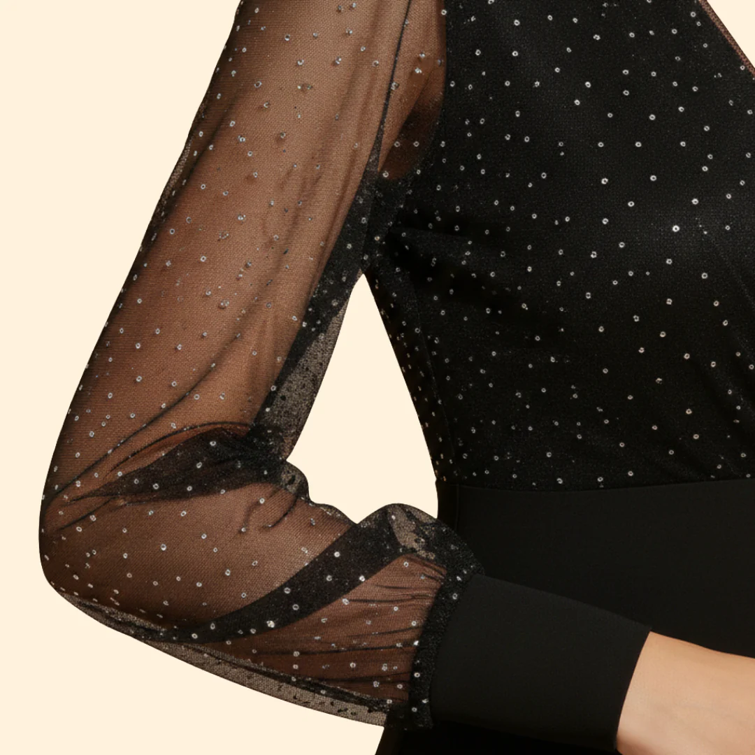 Women's A-Line Dress with Sheer Sleeves - Image 7