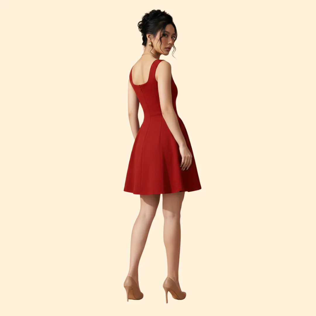 Women's A-Line Dress with Square Neckline - Image 5