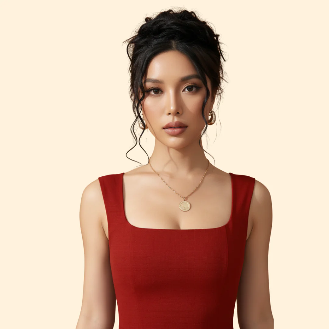 Women's A-Line Dress with Square Neckline - Image 6