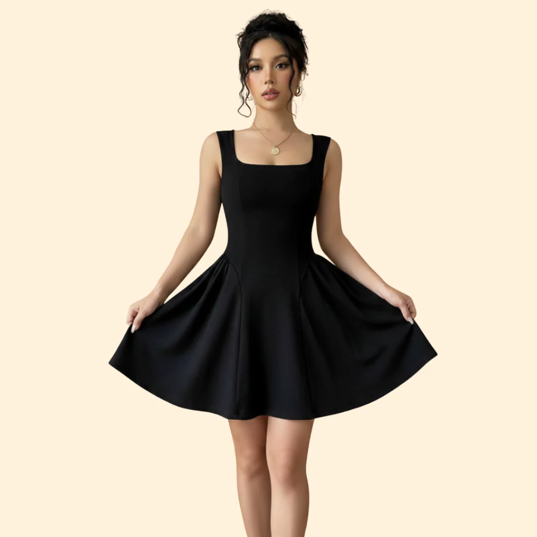 Women's A-Line Dress with Square Neckline - Image 7