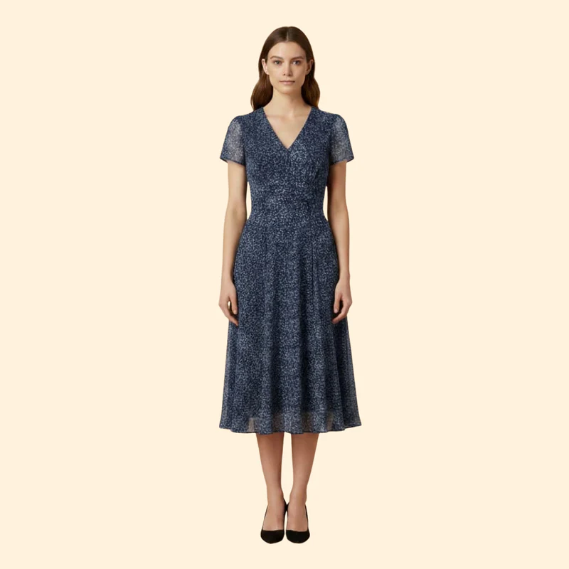 Women's A-Line Dress with V-Neck - Image 10