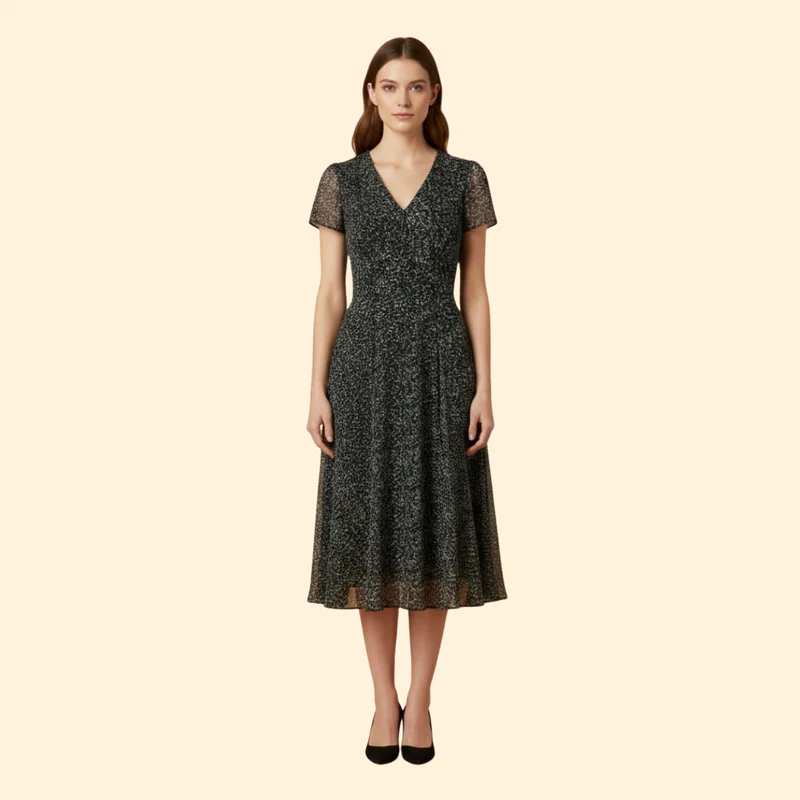 Women's A-Line Dress with V-Neck - Image 2