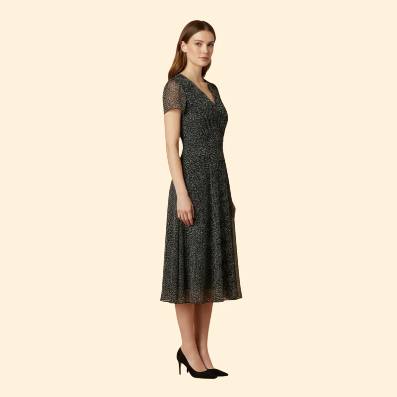 Women's A-Line Dress with V-Neck - Image 3