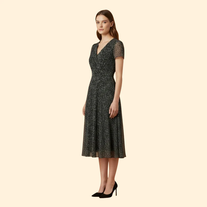 Women's A-Line Dress with V-Neck - Image 4