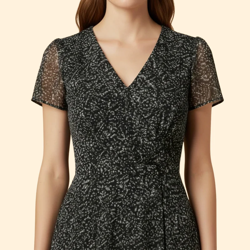Women's A-Line Dress with V-Neck - Image 6