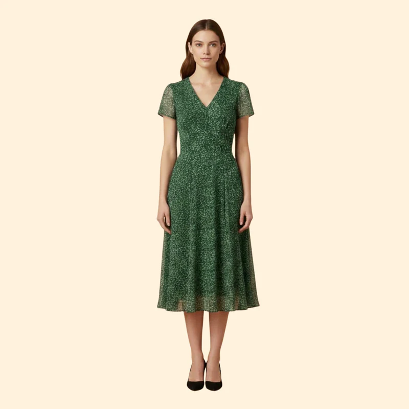Women's A-Line Dress with V-Neck - Image 8