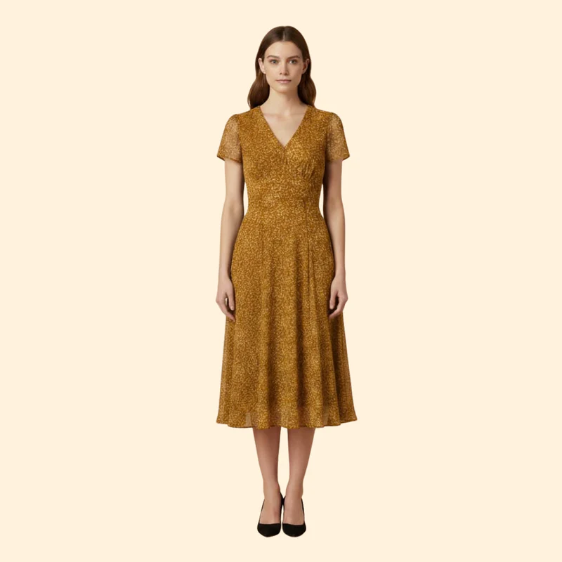 Women's A-Line Dress with V-Neck - Image 9