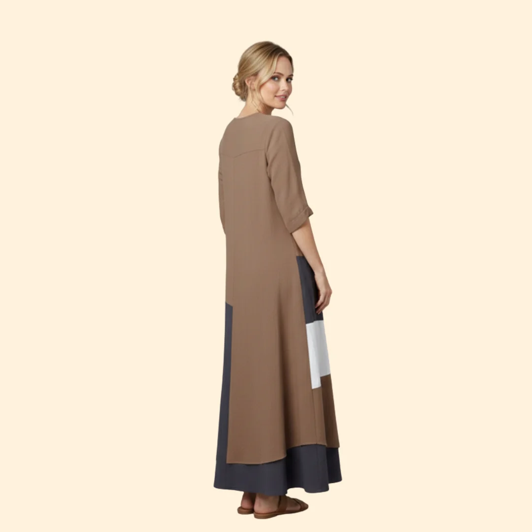 Women’s A-Line Dress with V-Neck and Lace-up Detail - Image 5