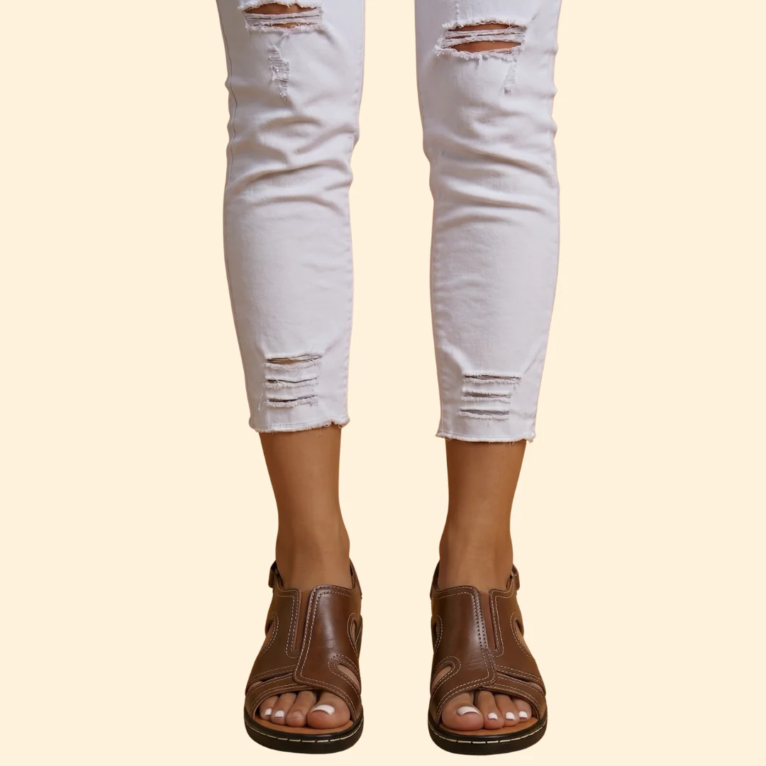 Women's Adjustable Sandals with Stitching - Image 6