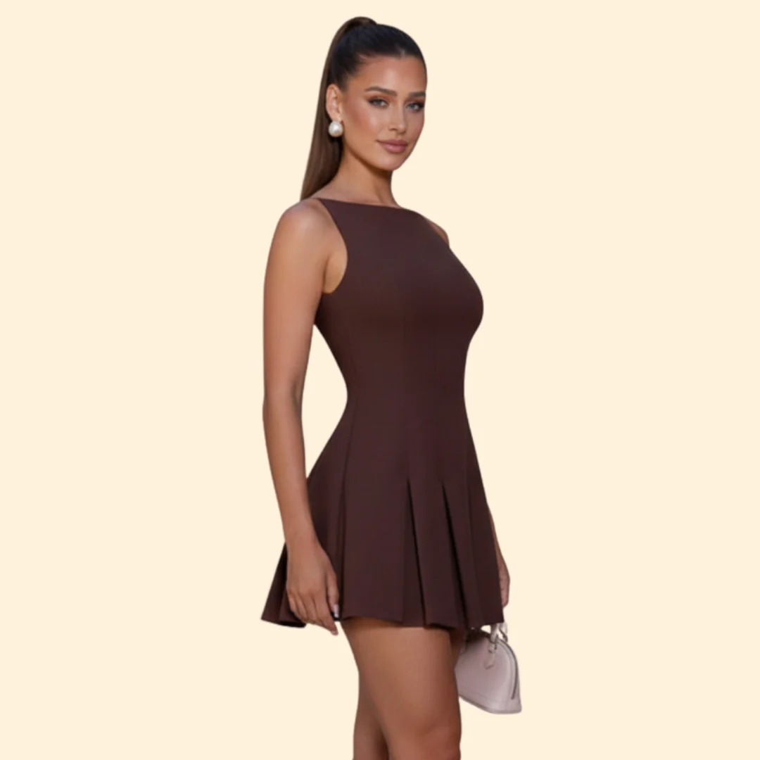Women’s Backless Mini Dress Pleated Skirt - Image 3