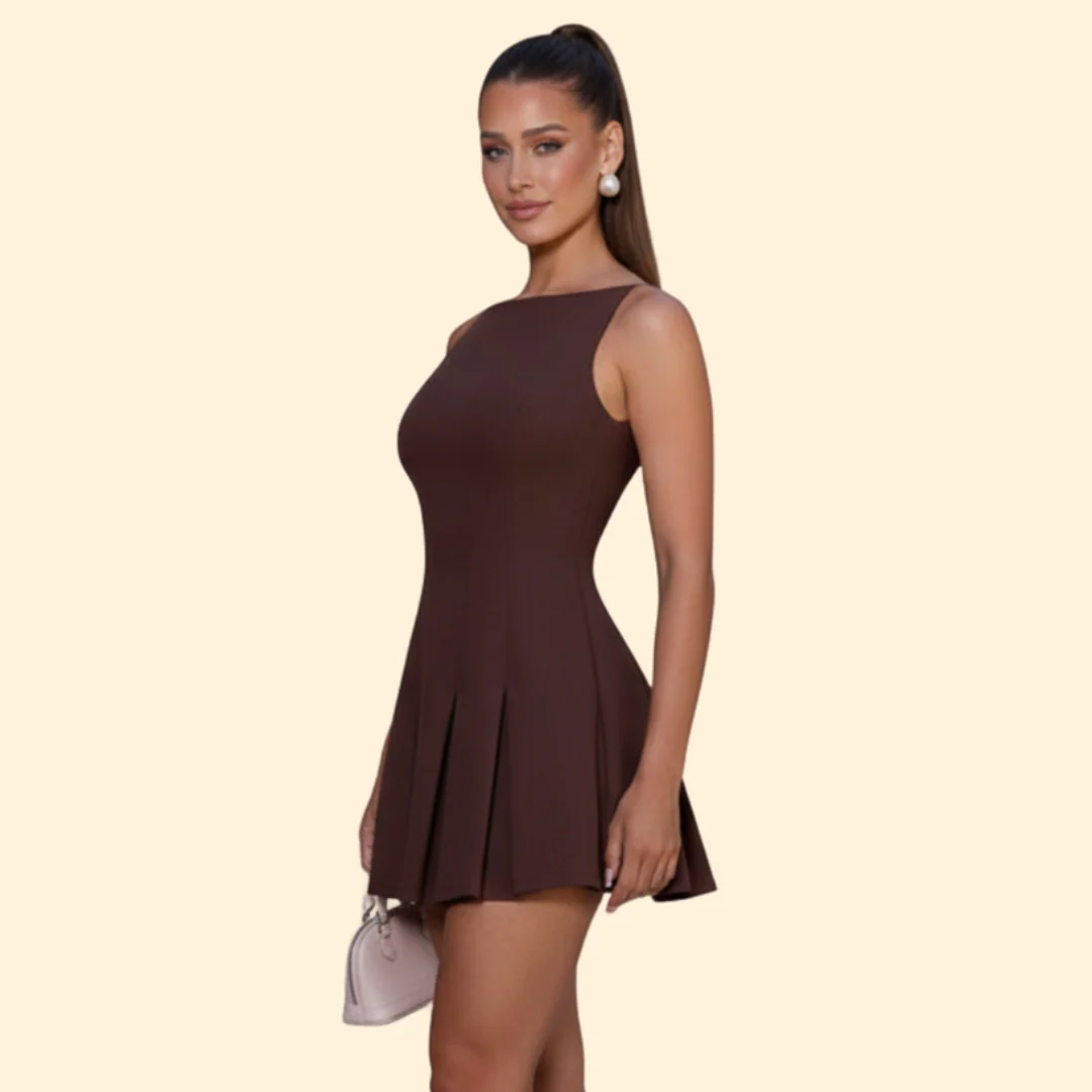 Women’s Backless Mini Dress Pleated Skirt - Image 4