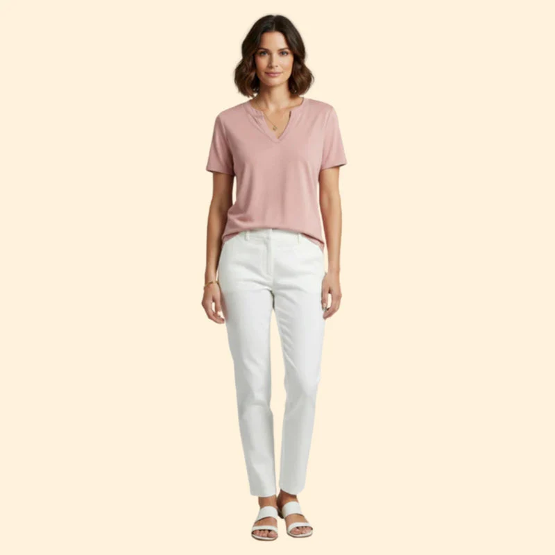Women’s Basic T-Shirt with V-Neck Design - Image 2