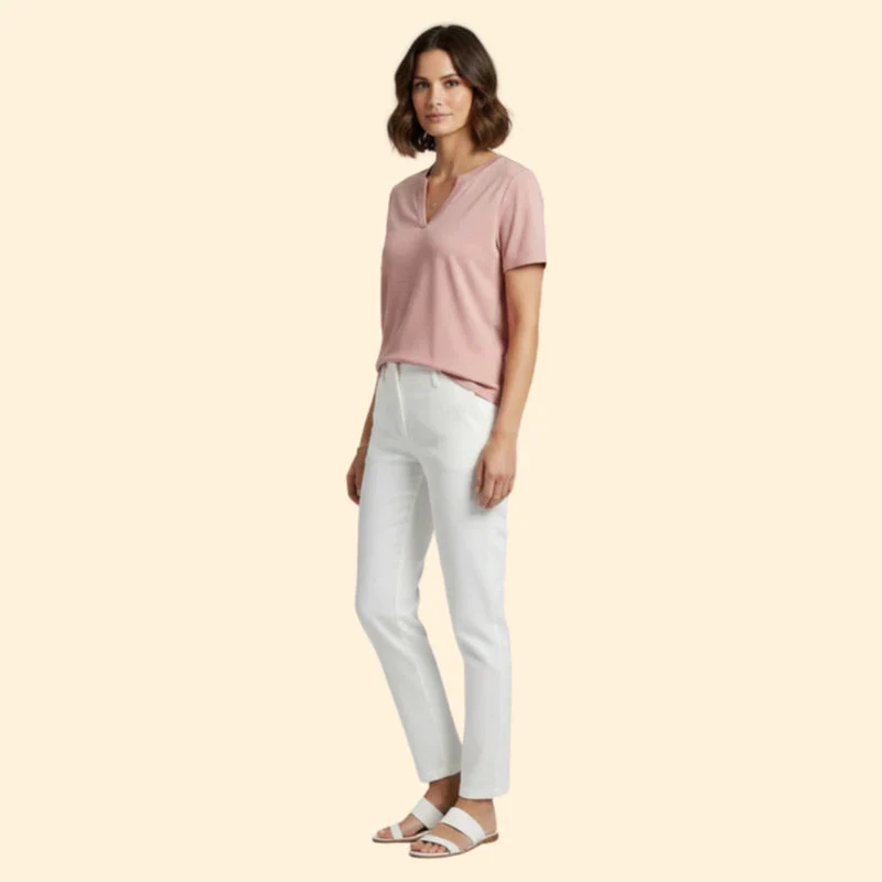 Women’s Basic T-Shirt with V-Neck Design - Image 3