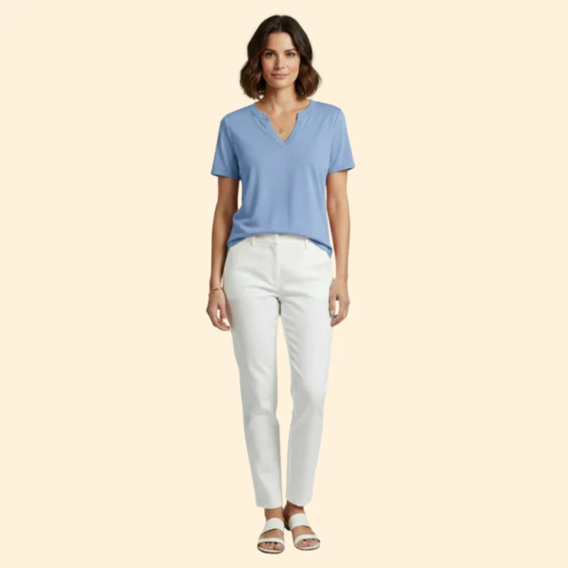 Women’s Basic T-Shirt with V-Neck Design - Image 7