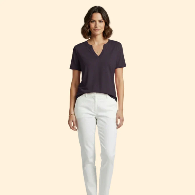 Women’s Basic T-Shirt with V-Neck Design - Image 9