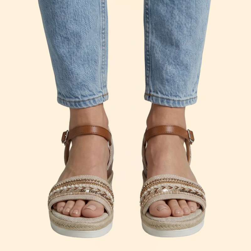 Women's Beaded Sandal with Straps - Image 3