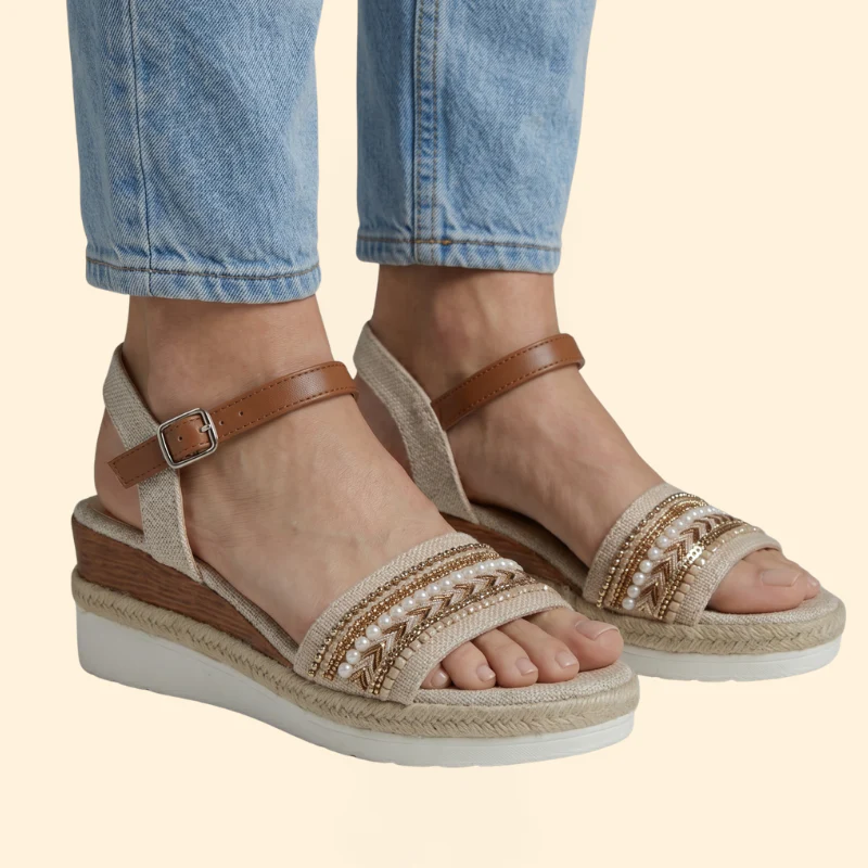 Women's Beaded Sandal with Straps - Image 4