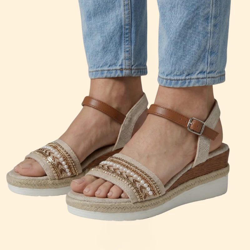 Women's Beaded Sandal with Straps - Image 6