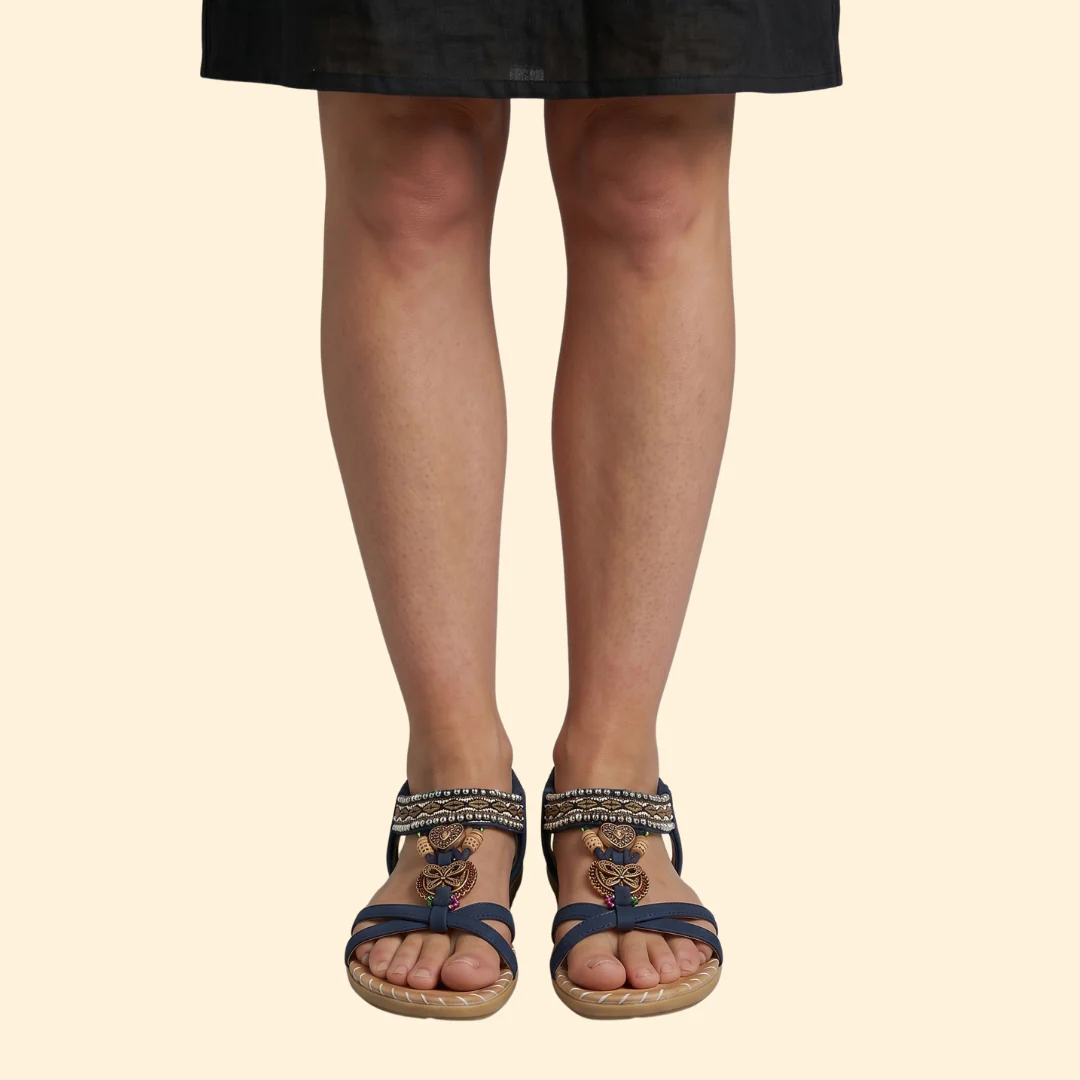 Women's Beaded T-Strap Sandals - Image 9