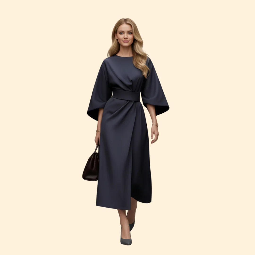 Women’s Belted Dress with Wide Sleeves - Image 2